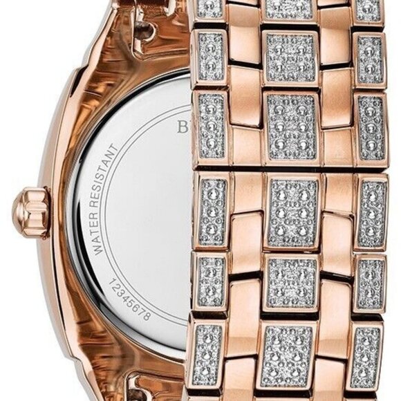 Bulova Men's Crystal Accent Quartz Rose Gold Stainless Steel Watch - Picture 3 of 5